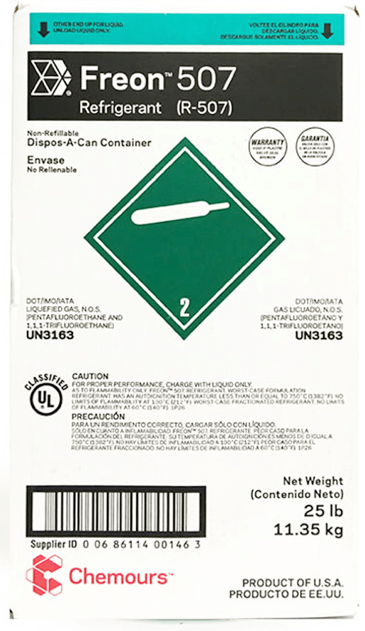 R-507 Refrigerants 25lb - R-22 replacement (Won't ship to CALIFORNIA)